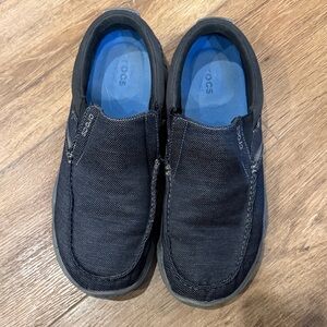 CROCS Men's Black Canvas Slip-Ons